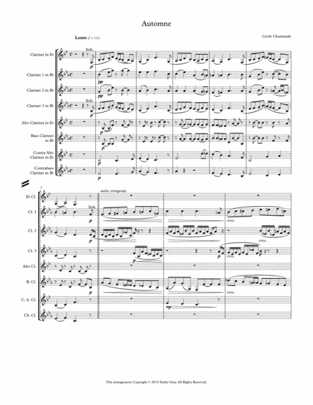 Automne for Clarinet Choir (Score) (arr. Emily Gray)