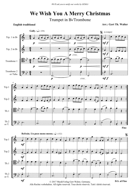 We Wish You A Merry Christmas (arr. Gert Th. Walter)