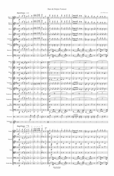 Stars & Stripes for full orchestra (arr. Editions Glenn Michael, Caracas, Venezuela)