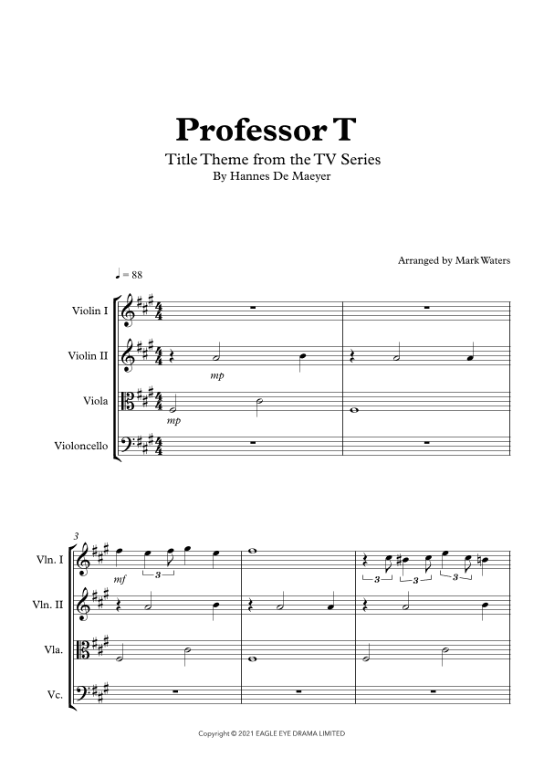 Professor T Uk (titles) - Score Only (arr. Mark Waters)