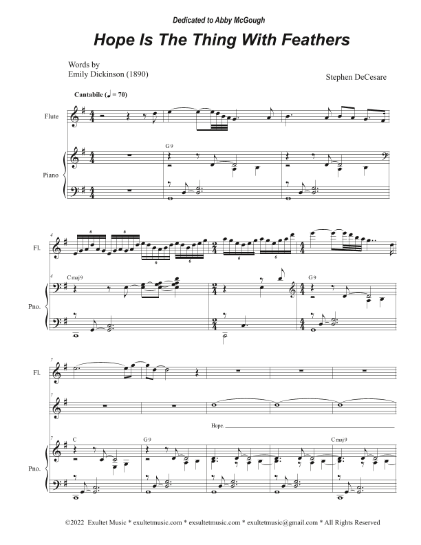 Hope Is The Thing With Feathers (Vocal solo - High Key)