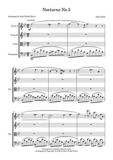 Nocturne No. 5 by John Field, arranged for string trio by Scott Fields Davis (arr. Scott Fields Davis)