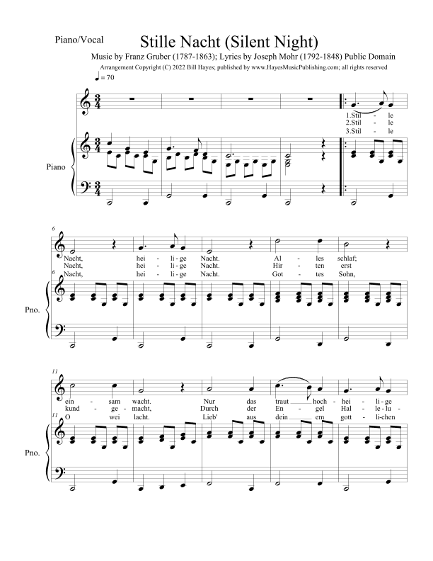 Stille Nacht  (Silent Night) (arr. Bill Hayes)