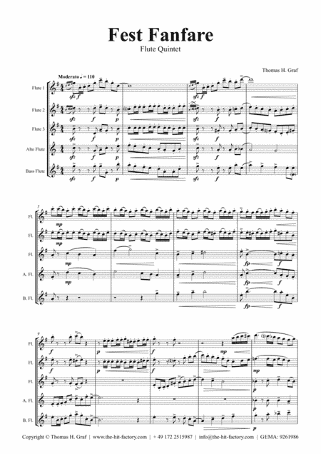 Fest Fanfare - Classical Festive Fanfare - Opener - Flute Quintet