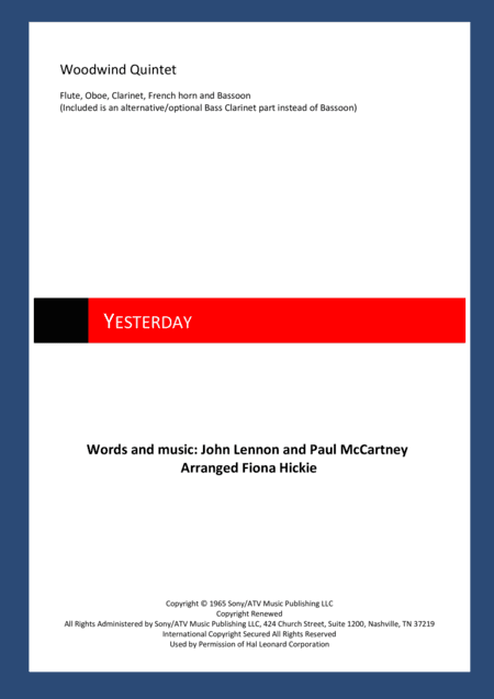 Yesterday (arr. Fiona Alice Hickie)