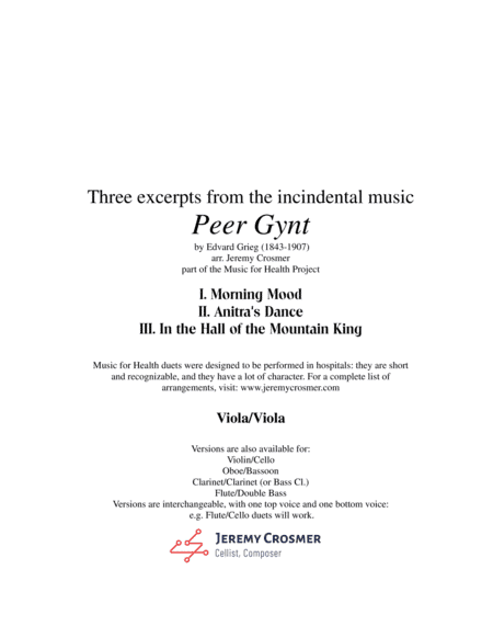 Grieg: "Morning Mood, Anitra's Dance, and In the Hall of the Mountain King" from Peer Gynt - Music f (arr. Jeremy Crosmer)