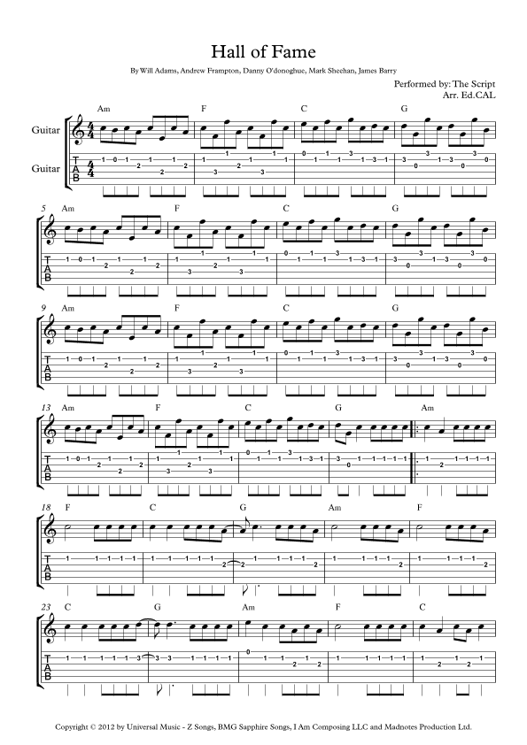 Hall Of Fame (arr. Arr. Ed.CAL)