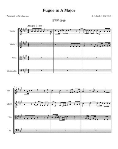 JS Bach - Fugue in A Major BWV 0949 (arr. W L Larsen)