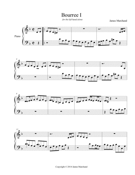 Bourree I for the left hand alone