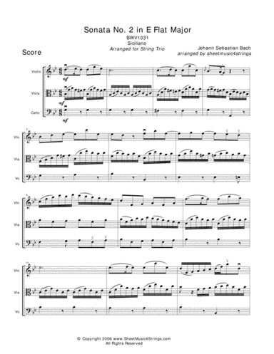 Bach, J.S. - Siciliano for Violin, Viola and Cello (arr. Linda M. Scott)