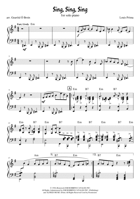 Sing, Sing, Sing (arr. Gearoid O Broin)