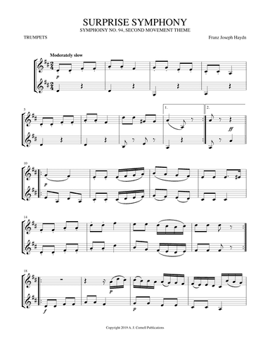 Surprise Symphony (Symphony No. 94, Second Movement Theme) (arr. Mark Phillips)