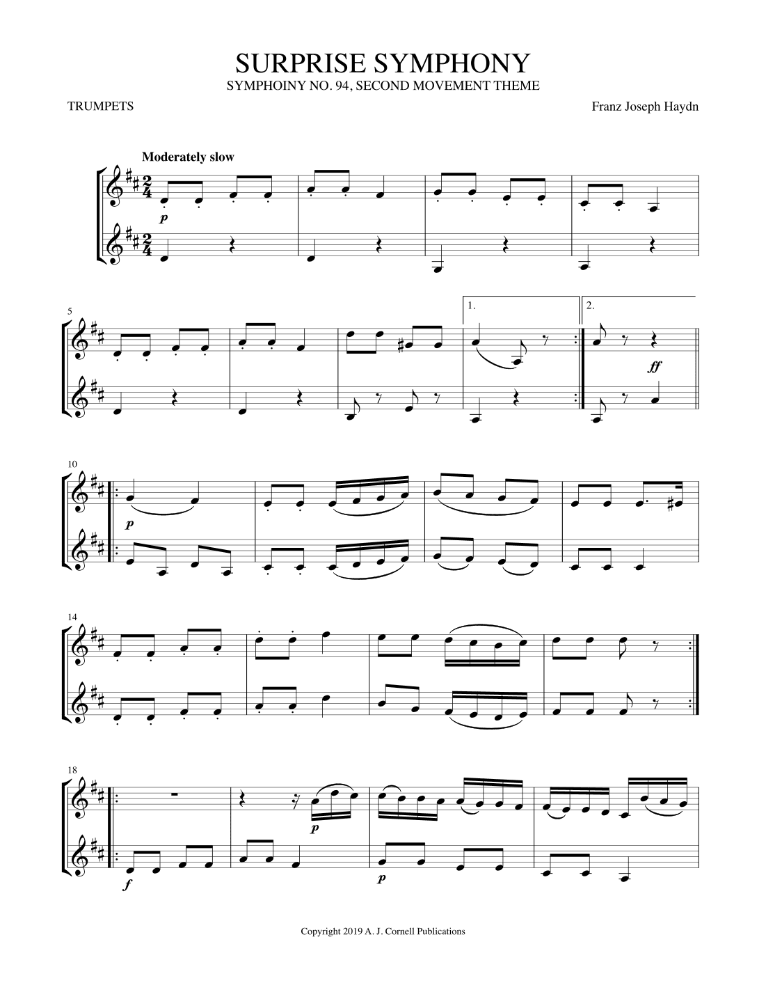 Surprise Symphony (Symphony No. 94, Second Movement Theme) (arr. Mark Phillips)