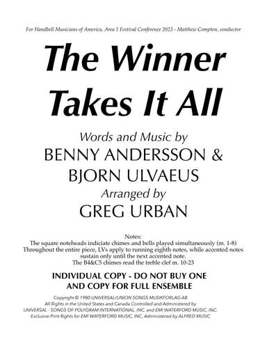 The Winner Takes It All (arr. Greg Urban)