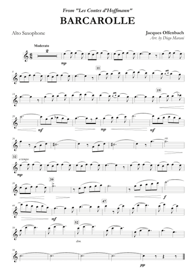 Offenbach's Barcarolle for Alto Saxophone and Piano (arr. Diego Marani)