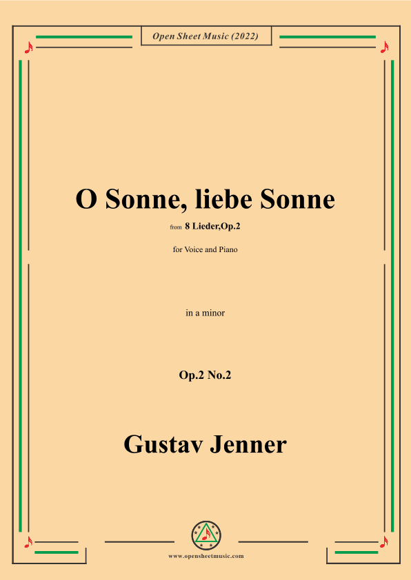 Jenner-O Sonne,liebe Sonne,in a minor,Op.2 No.2 (arr. OSM Press)