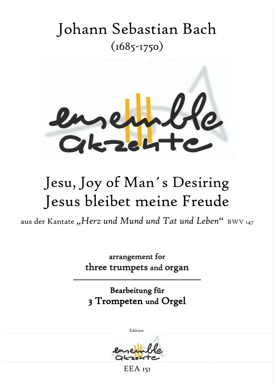 Jesu, Joy of Man's Desiring / Jesu bleibet meine Freude from "Herz und Mund und Tat und Leben" BWV 1 (arr. Matthias Eckart - Edition Ensemble Akzente)