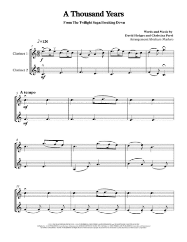 A Thousand Years (arr. Abraham Maduro)
