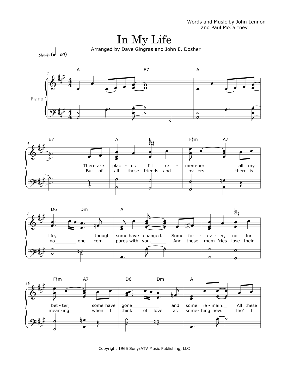 In My Life (arr. Dave Gingras and John E. Dosher)