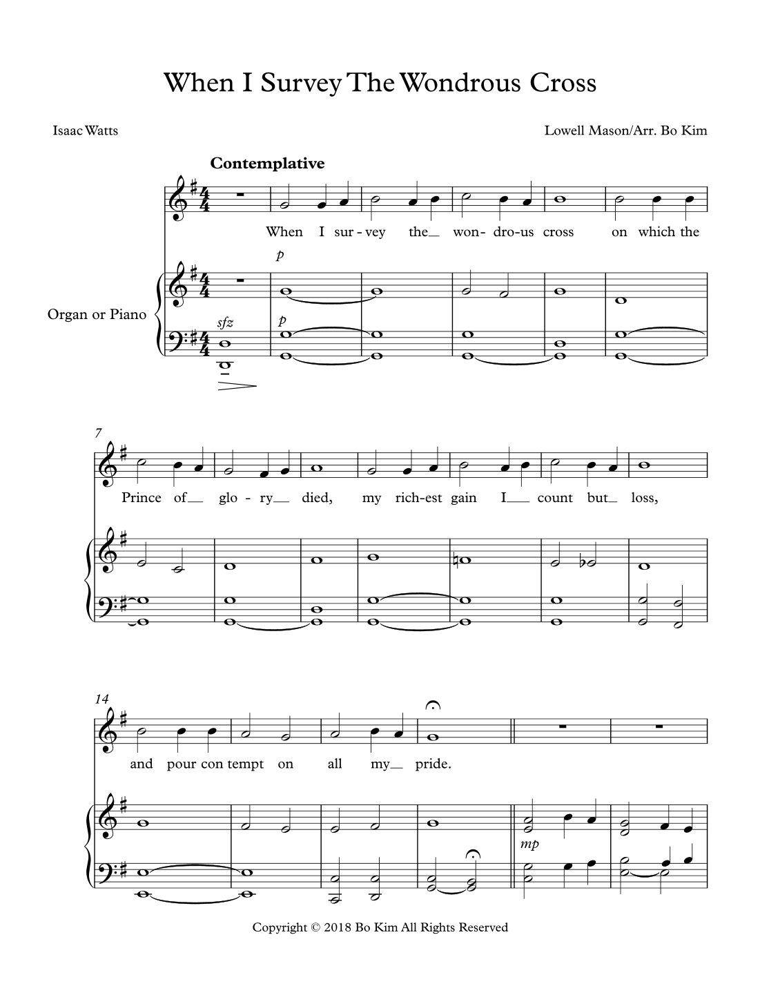 When I Survey The Wondrous Cross (arr. Bo Kim)