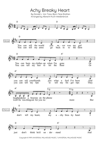 Achy Breaky Heart (don't Tell My Heart) (arr. Albrecht Kuch-Weidenbrück)