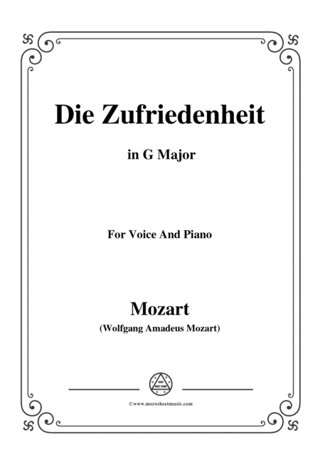 Mozart-Die zufriedenheit,in G Major,for Voice and Piano (arr. MSM)