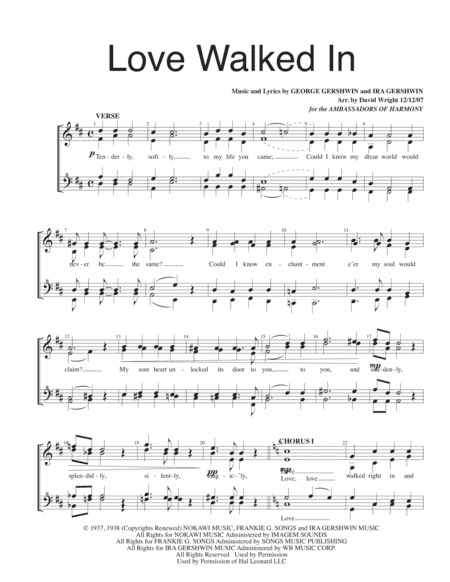 Love Walked In from GOLDWYN FOLLIES (arr. David Wright)