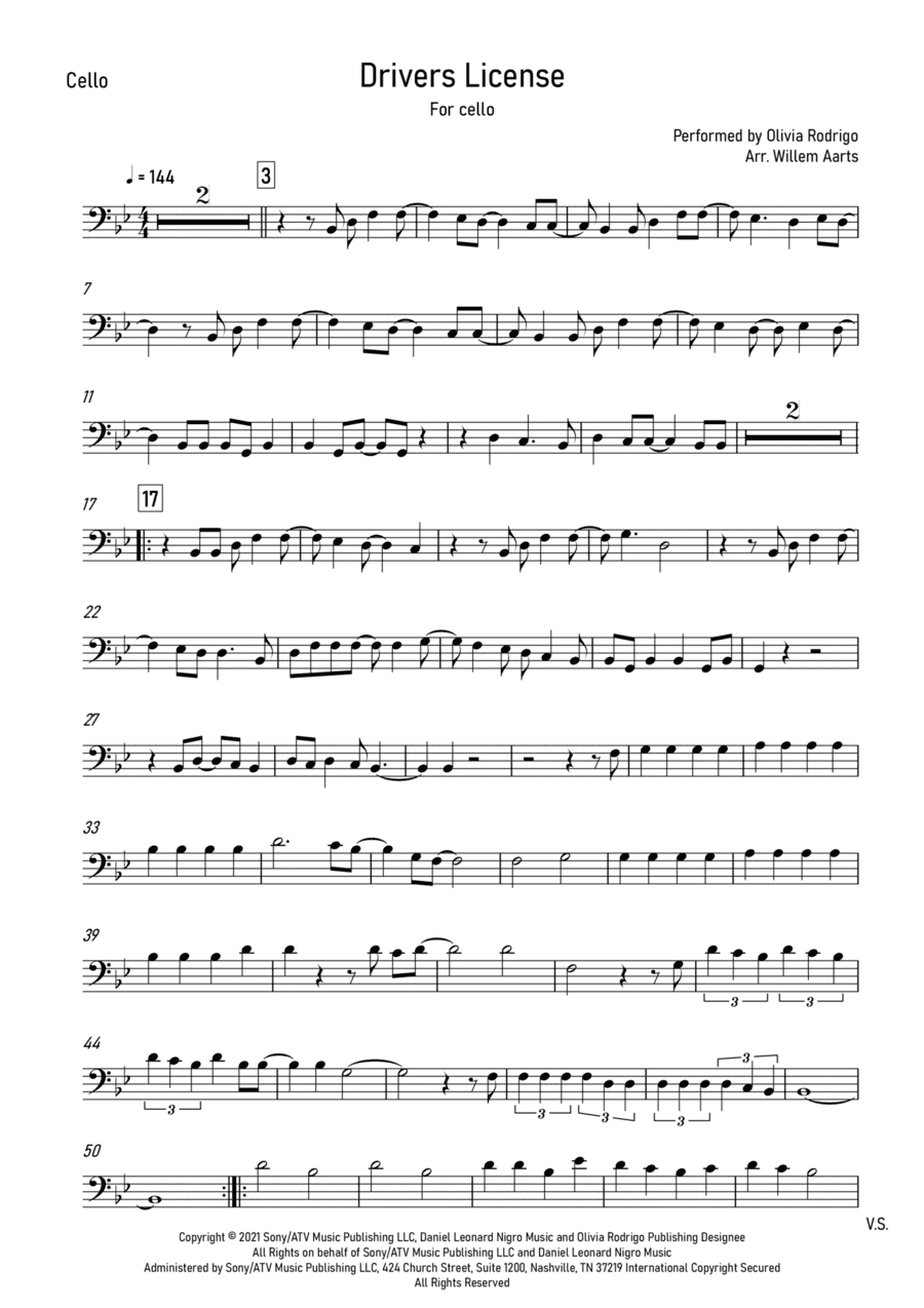 Drivers License (arr. Willem Aarts)