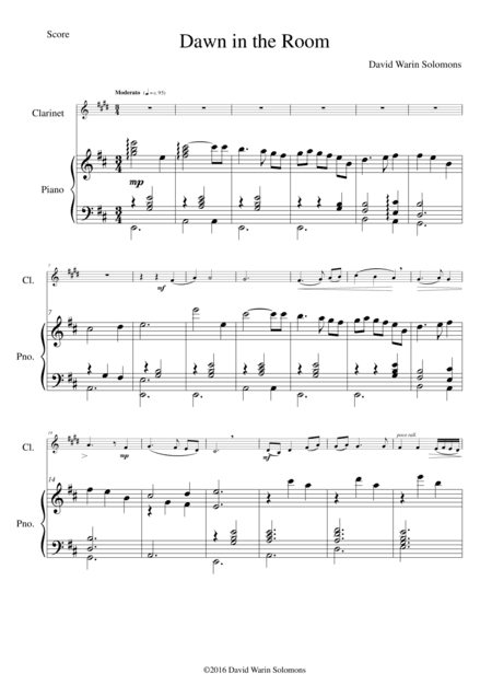 Dawn in the Room for clarinet and piano