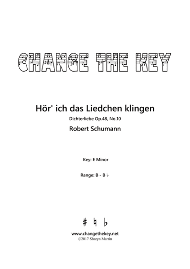 Hor' ich das Liedchen klingen - E Minor (arr. Change the Key)
