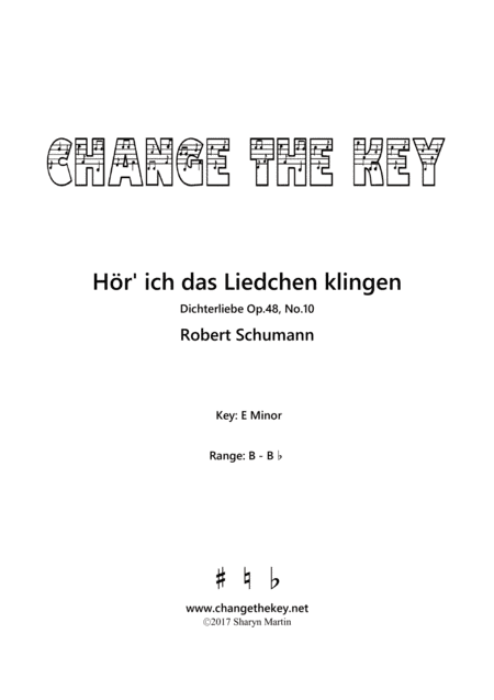 Hor' ich das Liedchen klingen - E Minor (arr. Change the Key)