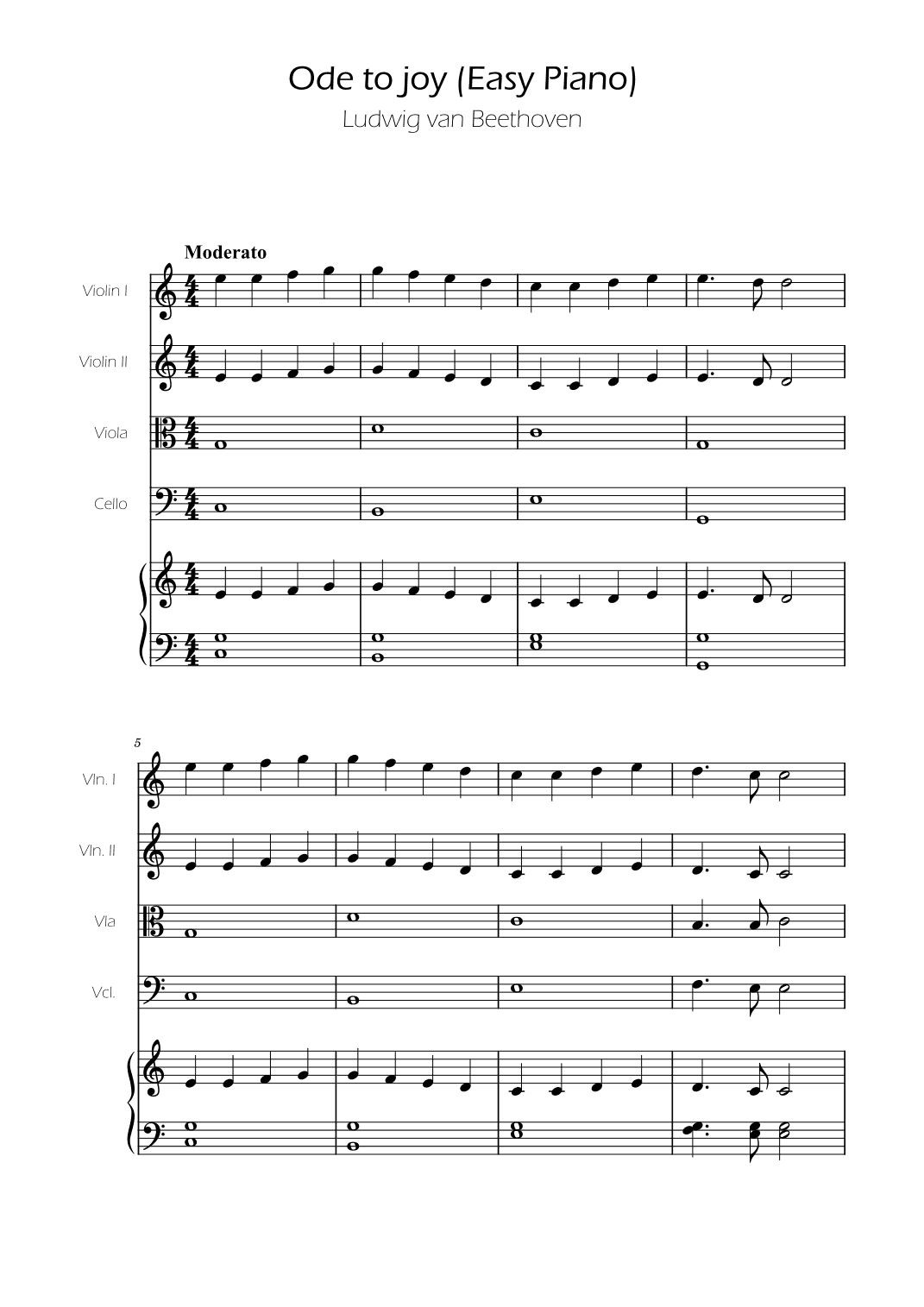 Ode To Joy - Easy String Bass w/ piano accompaniment (arr. Ygor Nunes)