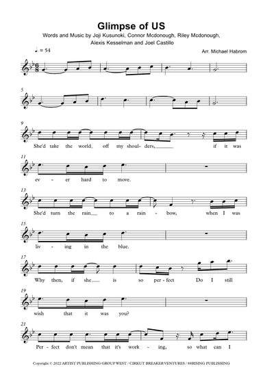 Glimpse Of Us (arr. Michael Habrom)