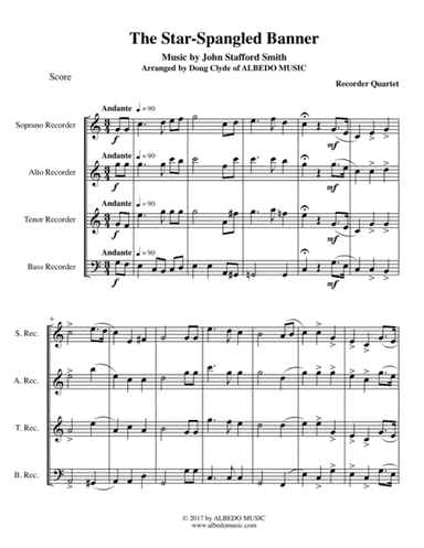 The Star-Spangled Banner for Recorder Quartet (arr. Doug Clyde)