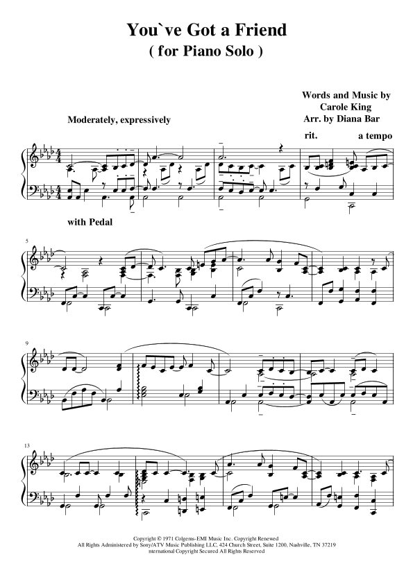 You've Got A Friend (arr. Diana Bar)