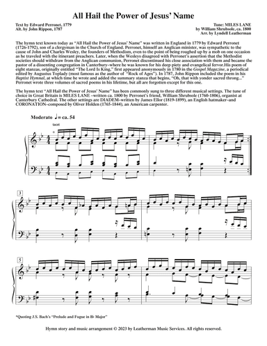 All Hail the Power of Jesus' Name (Miles Lane) (arr. Lyndell Leatherman)