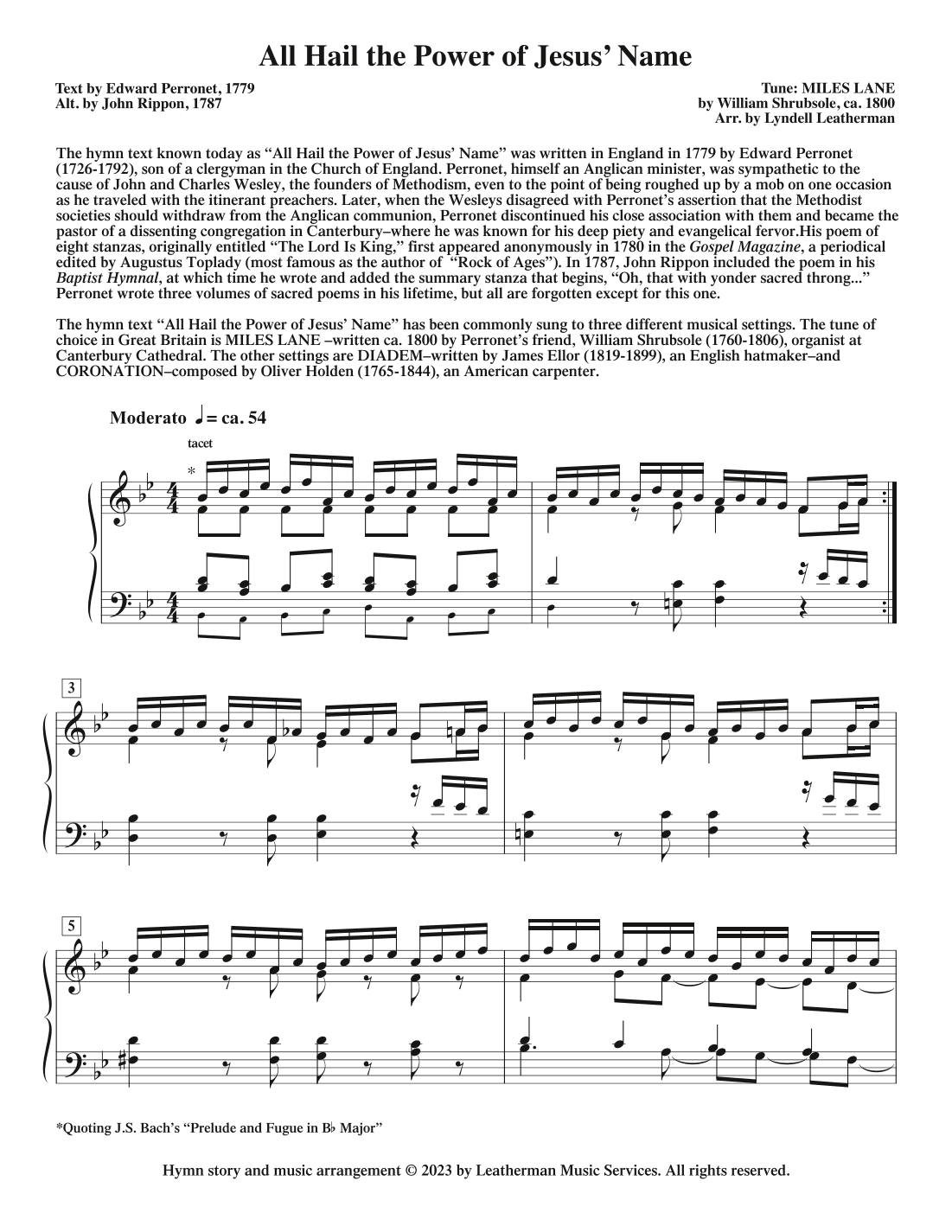 All Hail the Power of Jesus' Name (Miles Lane) (arr. Lyndell Leatherman)