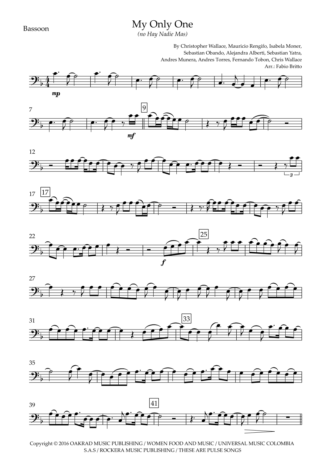 My Only One (no Hay Nadie Mas) (arr. Ottirb Sage)