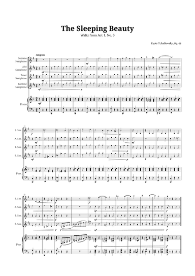 The Sleeping Beauty Waltz for Sax Quartet and Piano (arr. Langanho)