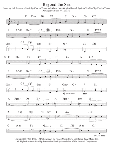 Beyond The Sea (arr. Mark W. Huxhold)