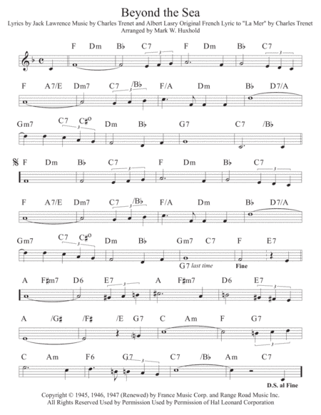 Beyond The Sea (arr. Mark W. Huxhold)