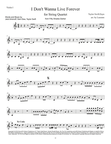 I Don't Wanna Live Forever (fifty Shades Darker) (arr. Laurann Angel)