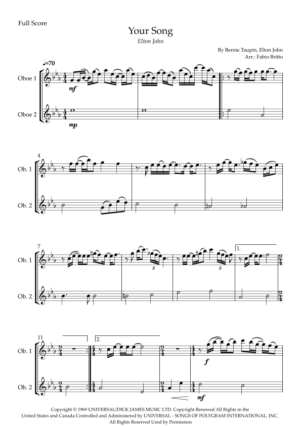 Your Song (arr. Fabio Britto)