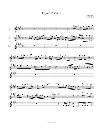 Fugue 2 for 3 Guitars (arr. Martin Bonk)