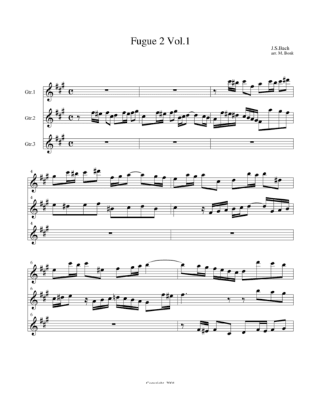 Fugue 2 for 3 Guitars (arr. Martin Bonk)