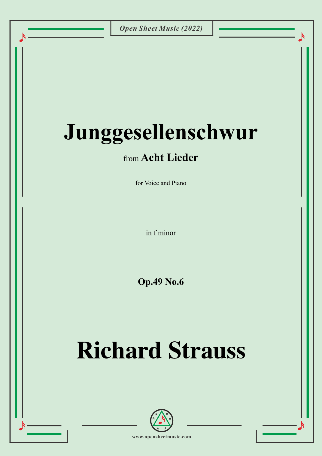 Richard Strauss-Junggesellenschwur,in f minor (arr. OSM Press)