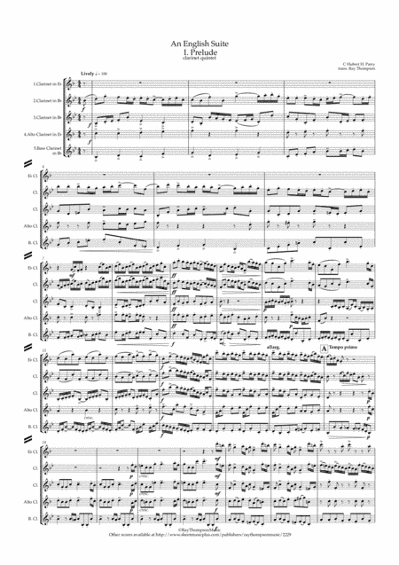 Parry: An English Suite (Complete) - clarinet quintet (arr. Ray Thompson)