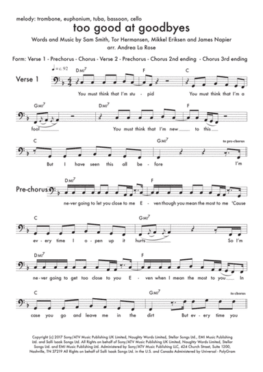 Too Good At Goodbyes (arr. Andrea La Rose)