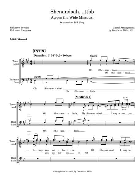 Shenandoah....ttbb (arr. Donald A. Mills (beachtanned))