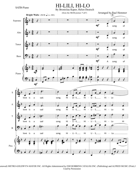 Hi-lili, Hi-lo (arr. Paul Hemmer)